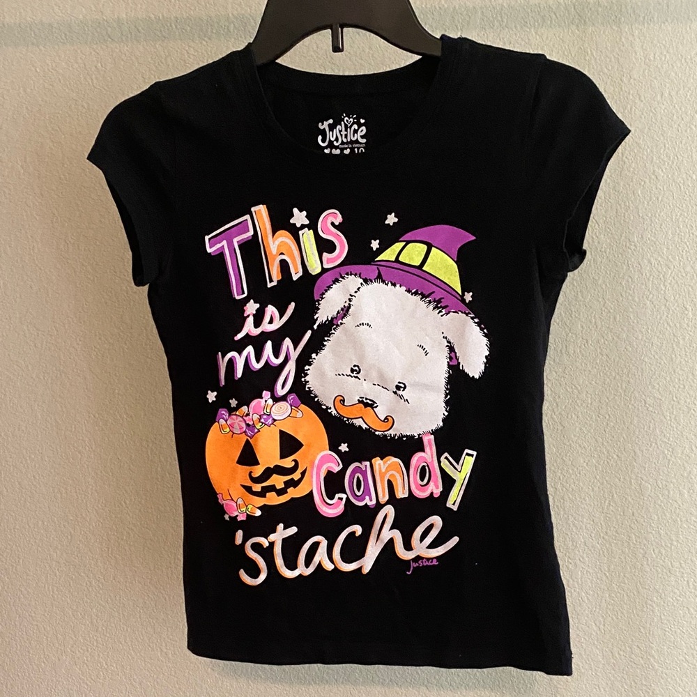 Justice Black Halloween Graphic Tee Size 10